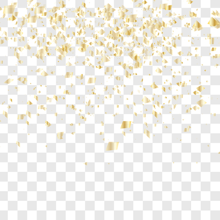 Golden confetti falls isolated. Vector illustration. Many falling confettiのイラスト素材