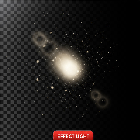Vector illustration of a white glowing light effect with lens flares and small sparksのイラスト素材