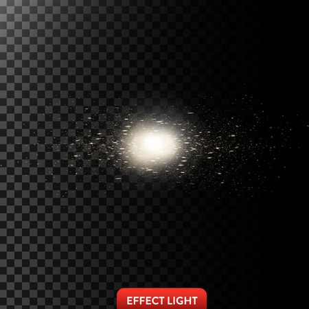 Vector illustration of a flow of sparkling golden sparks, glowing particles with light spotのイラスト素材