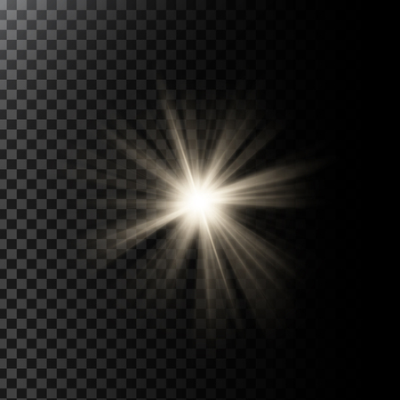 Vector illustration of a glowing light effect with rays and lens flaresのイラスト素材