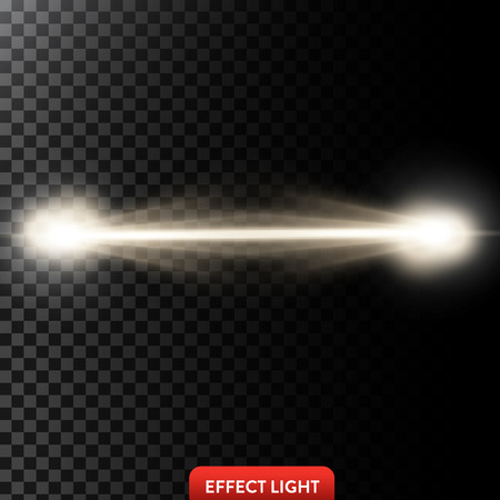 Vector illustration of a two golden light rays, a light beams, a glow effects, an explosion, a flash on a black background. Design elementのイラスト素材