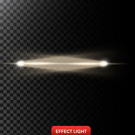 Vector illustration of a two golden light rays, a light beams, a glow effects, an explosion, a flash on a black background. Design elementのイラスト素材