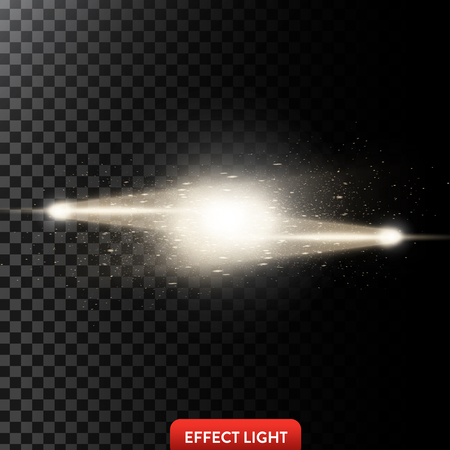 Vector illustration of a two golden light rays with glitter, a light beams with sparksのイラスト素材