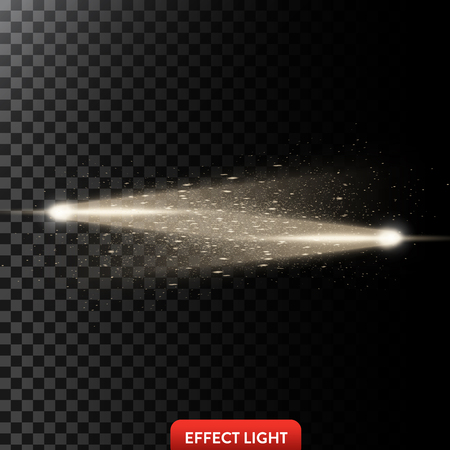 Two golden light rays with glitter, a light beams with sparksのイラスト素材