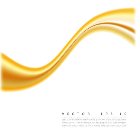 A Vector illustration of an abstract orange wavy background, smooth layered transparent yellow-orange wave, line with light effect. Design elementのイラスト素材
