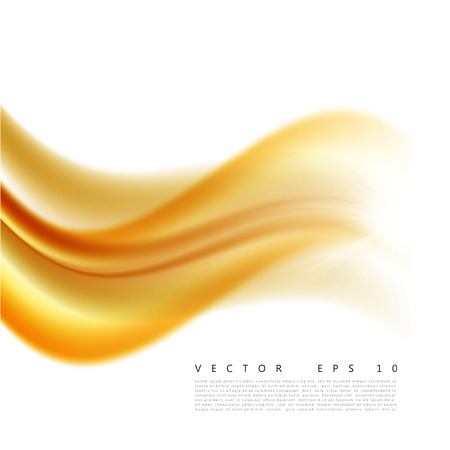 Vector illustration of an abstract orange wavy background, smooth layered yellow-orange wave, line with light effect.のイラスト素材