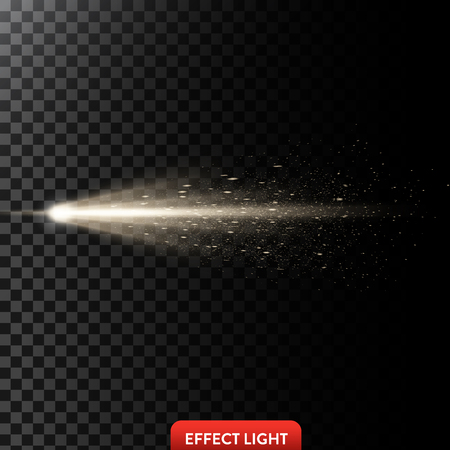 Vector illustration of a golden light ray with glitter, a light beam with sparksのイラスト素材