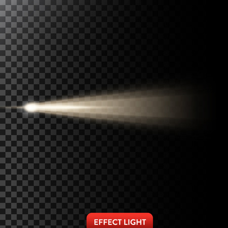 Vector illustration of a golden light ray, a light beam, a glow effect, an explosion, a flash on a black background. Design elementのイラスト素材