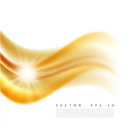 Vector illustration of an abstract orange wavy background, smooth layered yellow-orange wave, line with light effect.の写真素材