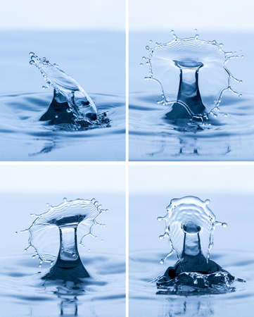 Splash and umbrella on white background. Reflection on the surface of the water.の写真素材