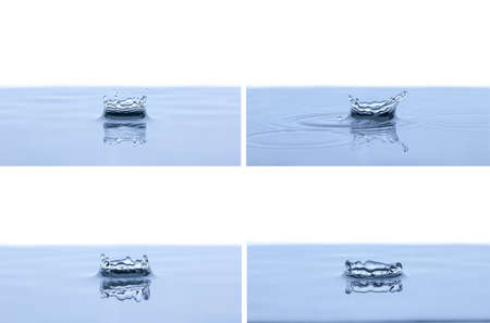 Splash and crown on white background. Reflection on the surface of the water.の写真素材
