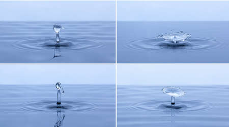Splash and umbrella on white background. Reflection on the surface of the water.の写真素材