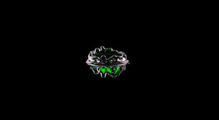 Splash and crown on black background. Reflection on the surface of the water.の写真素材