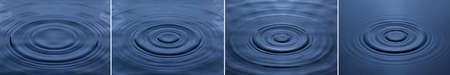 Splash and circle of water on a blue background. Reflection on the surface of the water.の写真素材