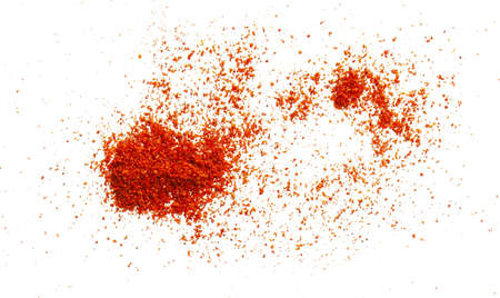 Red ground pepper. Chili pepper powder isolated on white background.の写真素材