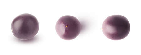 Passion fruit. Three passion fruits from different angles, isolated on a white background.の写真素材