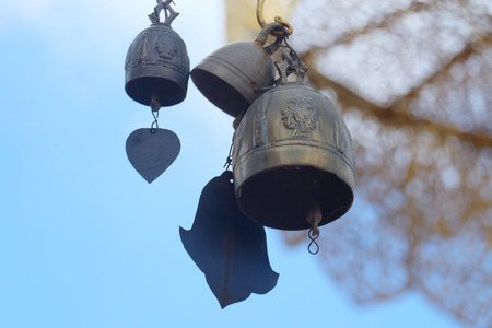 golden bells at the templeの写真素材
