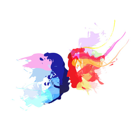 Man and woman kissing abstractionのイラスト素材