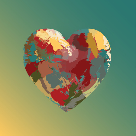 Heart in olive colors picturesque styleのイラスト素材