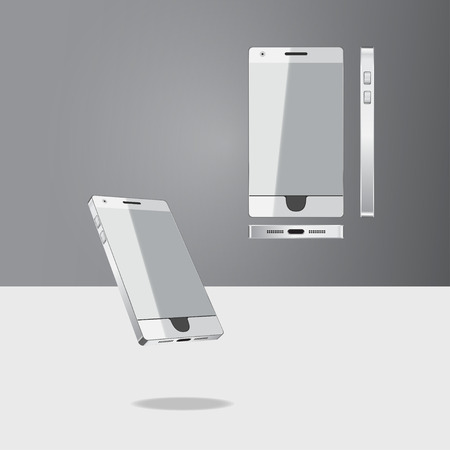 New phone white body, three-dimensional viewのイラスト素材