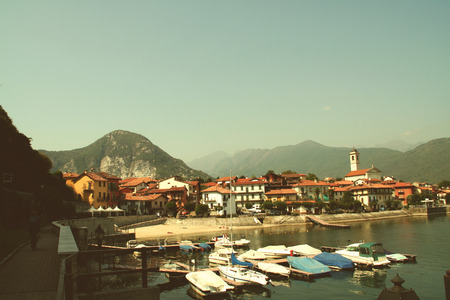 Fishing village in the morningの写真素材