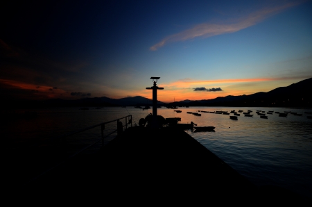 Cross in Pierの写真素材
