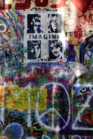Graffiti on Jonh Lennon Wall in Prague  のeditorial素材