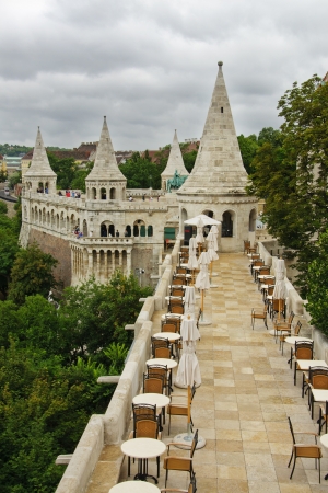Buda Castle  view of Fishermen bastion with an overcast skyのeditorial素材