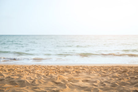 Soft wave of the sea on the sandy beach.の写真素材