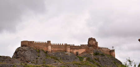 Wide view of the Clavijo castle, in ruins, construction of the 9th century, La Rioja.