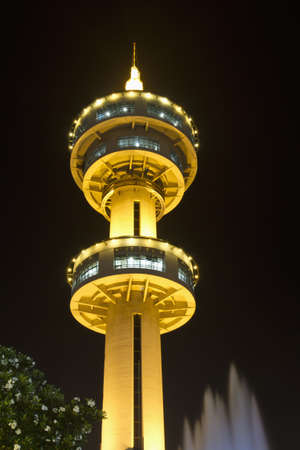 Modern tower in night timeのeditorial素材