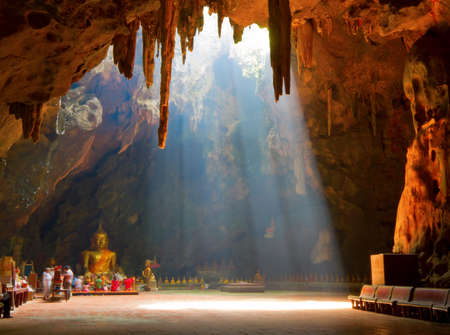 Sunlight through roof of the caveのeditorial素材