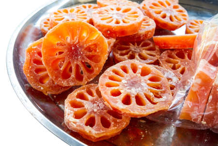 Thai dessert , Dry sweet Breadfruit ready for sell in marketの写真素材