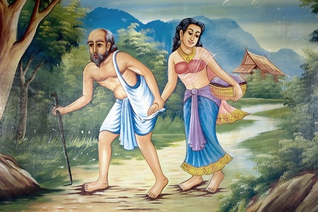 Art thai painting on wall in templeのeditorial素材