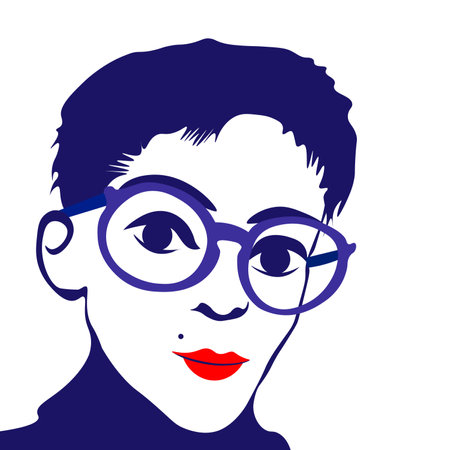 Beautiful young woman with glasses. Vector illustration in flat style.のイラスト素材