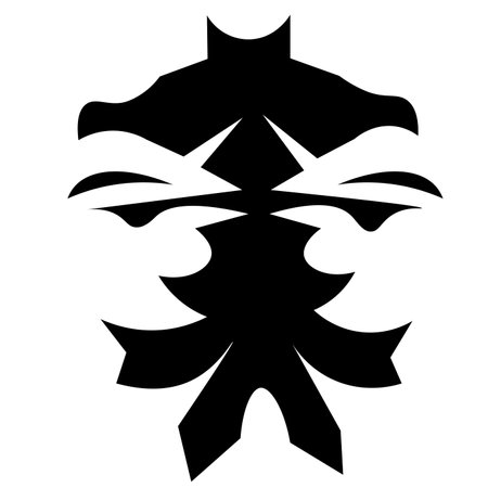 This unique vector illustration styled after the Rorschach inkblot test portrays an abstract interaction between two individuals. Rendered in black and white, it captures the emotion and depth of communication. Figures suggestive of two smiling people facing each other craft a powerful visual message about human connection.のイラスト素材