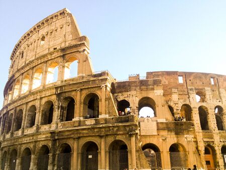 The Colosseum could hold an estimated 50,000 to 80,000 spectators. It was used for gladiatorial contests and public spectacles such as mock sea battles, animal hunts, executions, re-enactments of famous battles, and dramas based on Classical mythology.の写真素材