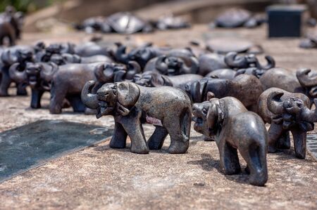 Wild animal replicas crafted from soft stone in africaの写真素材