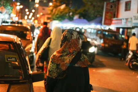 JOHOR,MALAYSIA - FEBRUARY 2019 : Street scene of massivepeople at Pasar Karat or car boot sale...