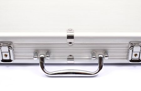 Metallic suitcase on whiteの写真素材
