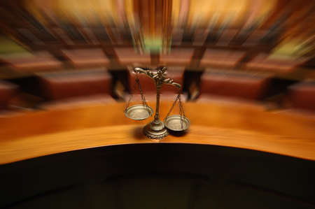 Symbol of law and justice in the empty courtroom, law and justice concept.の写真素材