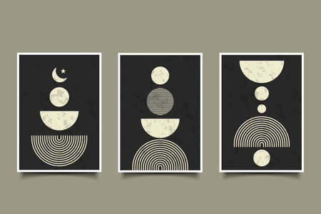 Mid century abstract aesthetic black and white designのイラスト素材