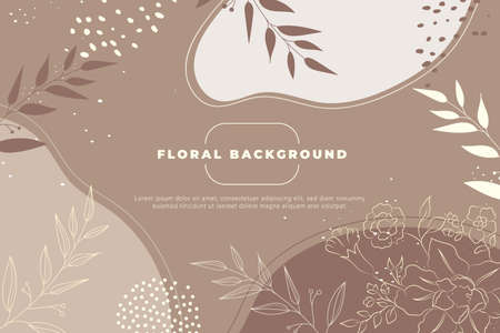 Hand draw abstract modern floral backgroundのイラスト素材