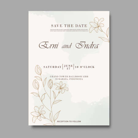 Minimal style wedding invitation template designのイラスト素材
