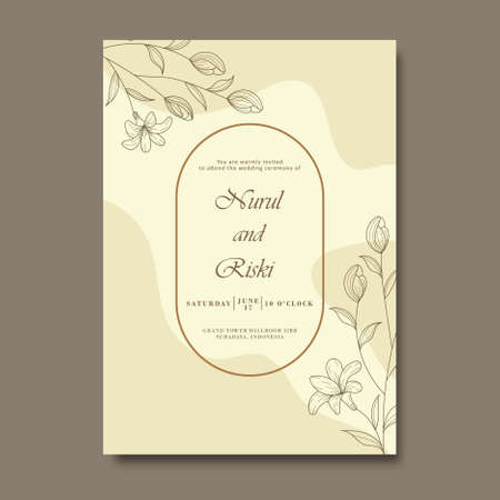 Minimal floral wedding invitation designのイラスト素材