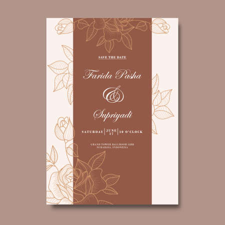 Floral wedding invitation template designのイラスト素材