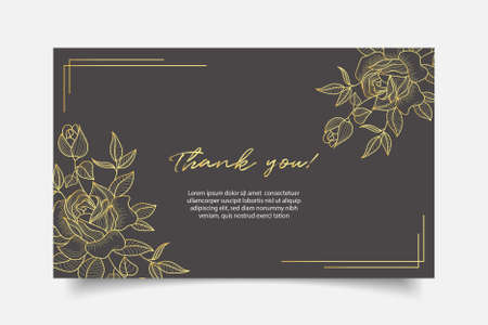 Thanks you wedding card template design with golden floralのイラスト素材