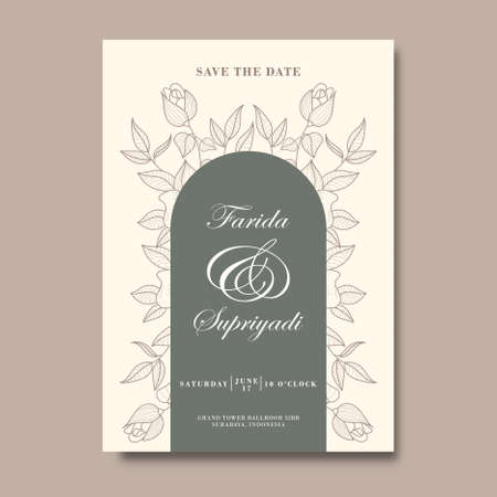 Floral wedding invitation template designのイラスト素材