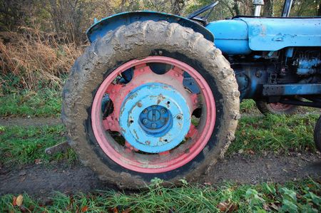 Muddy Tractor Wheelの写真素材