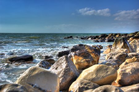 Nice Detail of Rocky Seashore enhanced to HDRの写真素材